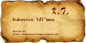 Kubovics Tímea névjegykártya